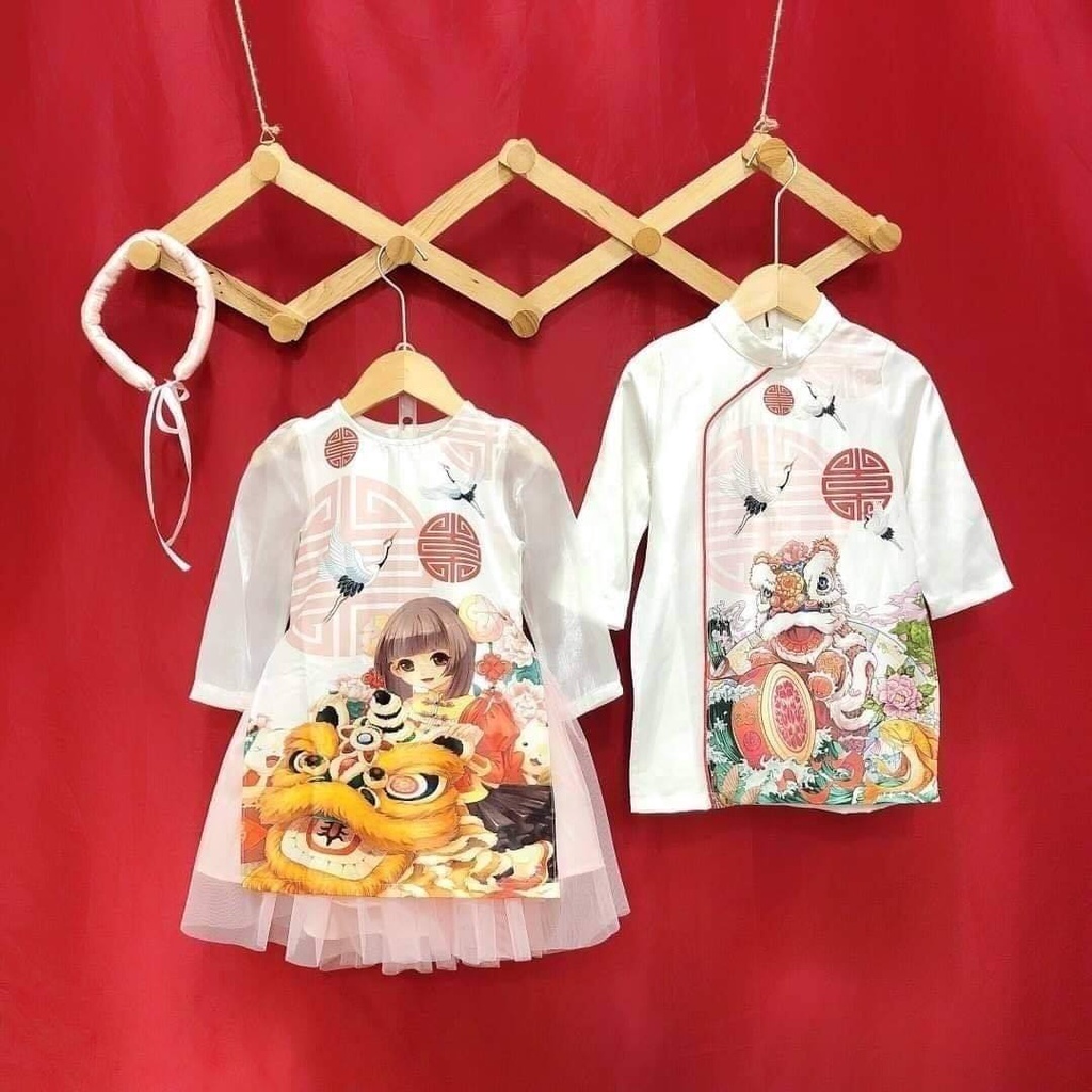 ÁO DÀI CÁCH TÂN CAO CẤP CHO BÉ GÁI 10-32kg NHÀ ALICEKIDS - Bé mặc rất sang và nổi bật mùa tết