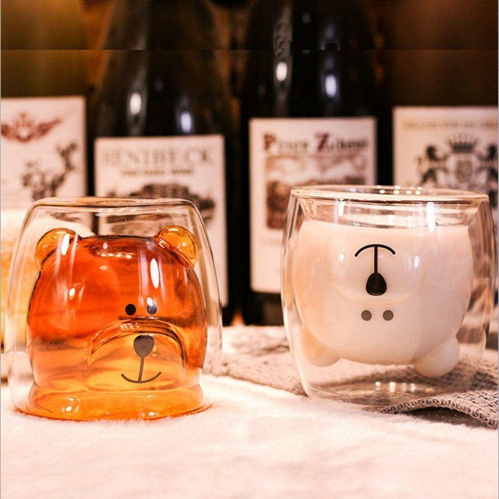1 Cốc Uống Nước Hai Lớp 300ml Hình Con Gấu Dùng Làm Quà Tặng Giáng Sinh
