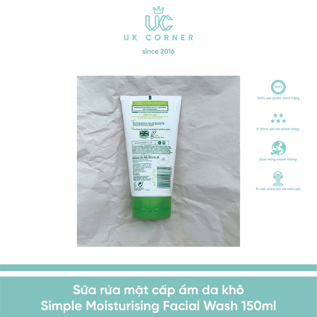 Sữa rửa mặt cấp ẩm da khô Simple Moisturising Facial Wash | BigBuy360 - bigbuy360.vn