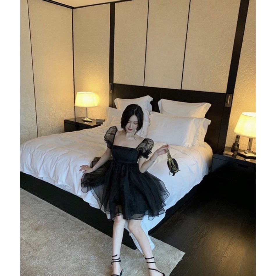 Váy Babydoll Nữ Tay Phồng Cổ Vuông- Đầm Công Chúa Tiểu Thư Dáng Xoè Chất Voan 2 Lớp Bồng Bềnh Phong Cách Hàn Quốc | BigBuy360 - bigbuy360.vn