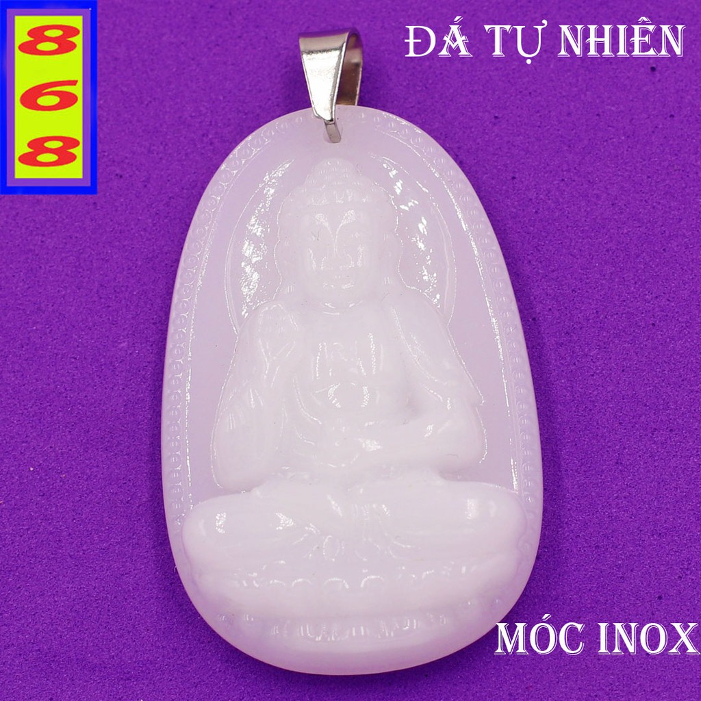 Mặt dây chuyền phật A Di Đà trắng 3.6cm - Phật bản mệnh tuổi Tuất, Hợi - Mặt size nhỏ - Tặng kèm móc inox