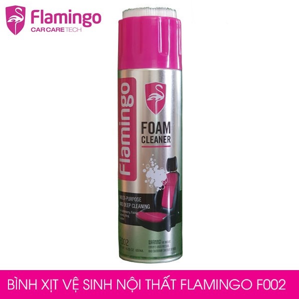 Chai Xịt Bọt Vệ Sinh Nội Thất Flamingo F002 650ml cho ghế da, nội thất ô tô