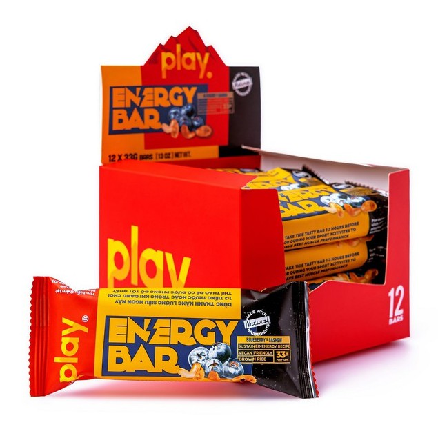 Thanh Năng Lượng Thanh Ngũ Cốc Giảm Cân - Bánh Thuần Chay Play Energy Bar Vị Việt Quất Hạt Điều 33Gr SP2.2