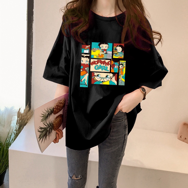 Áo thun NRVP tay ngắn cổ tròn dáng rộng thời trang Hàn Quốc cho nữ