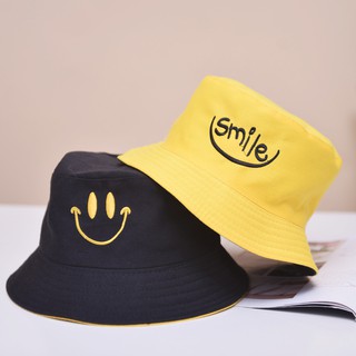 Nón Bucket-Mũ Bucket Phong Cách Hiphop-Mũ Bucket Nam Nữ Kaki Thêu Hình Mặt Cười