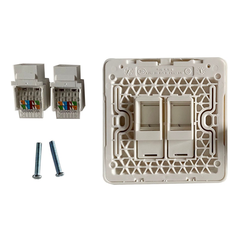 Ổ Cắm Điện Gắn Tường RJ45 CAT6 2 Cổng Chuyên Dụng