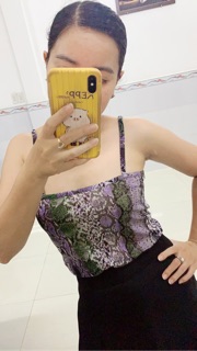45k Áo 2 dây da rắn tím cotton co giãn