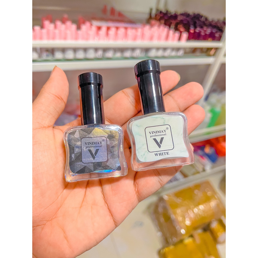Cồn loang  trắng đen vinimay cao cấp 12ml, Loang cồn nails Vinimay thông dụng trang trí ngành nails.