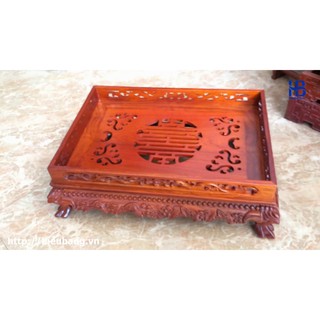 khay uống trà chạm khắc chân quỳ-cổ xưa, bằng gỗ hương hàng đục đẹp[giá cực rẻ]
