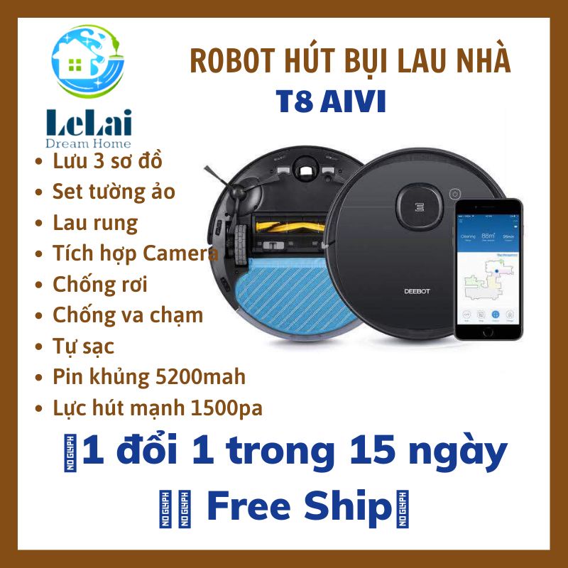 Robot Hút Bụi Lau Nhà Tự Động Thông Minh Ecovacs Deebot T8 Aivi T8 MAX