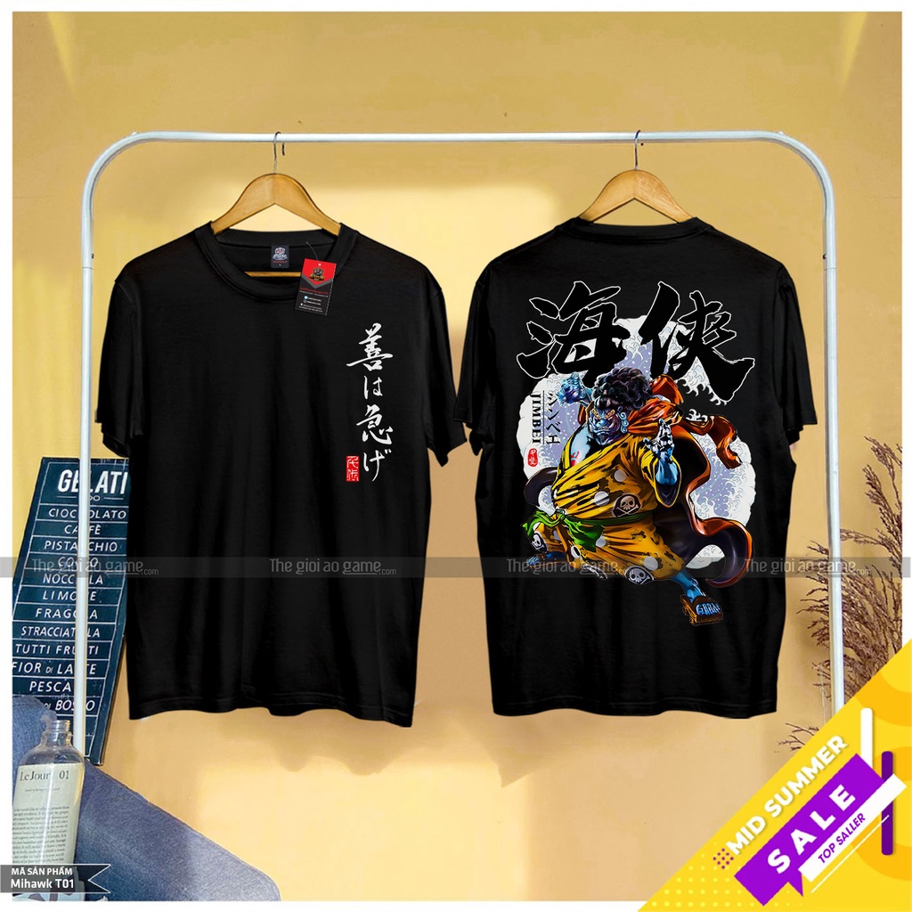 Áo phông one piece Jinbe nam nữ Áo one piece jinbe trắng đen form rộng unisex cotton co giãn thoáng mát TGAG