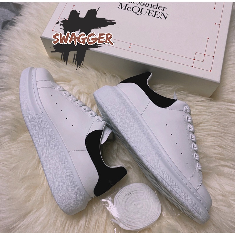 Giày MC Queen Unisex gót nhung đen dây lụa chất liệu da mền đi êm full bil + full box 11