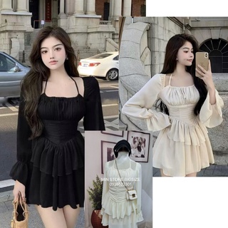Sẵn hàng ảnh thật minstore bigsize đầm cổ yếm d944