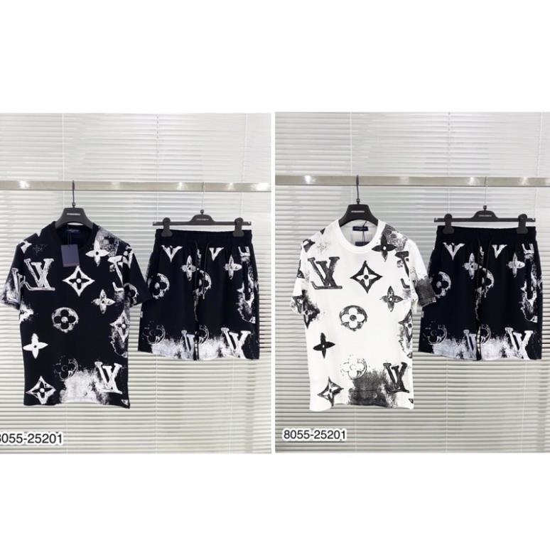 [Sẵn Hàng] Bộ Nam LV Logo in Chất Cotton Cao Cấp - Bộ LV Nam Cao Cấp