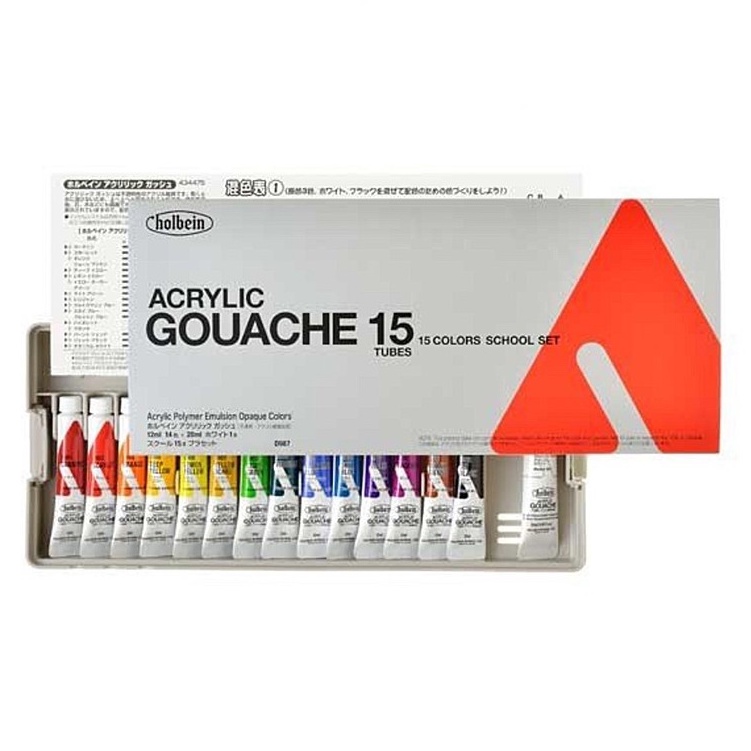 [DA ĐEN] Màu Acrylic Gouache Holbein - School Set 12/13/15/18 Màu 12ml