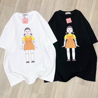 Áo Thun Tay Lỡ Unisex Búp Bê squid game , Áo Phông from rộng Nam Nữ Búp Bê Squid game