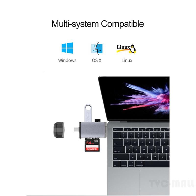 3 in 1 Multifunction High Speed Type-C Micro USB SD TF OTG Card Reader