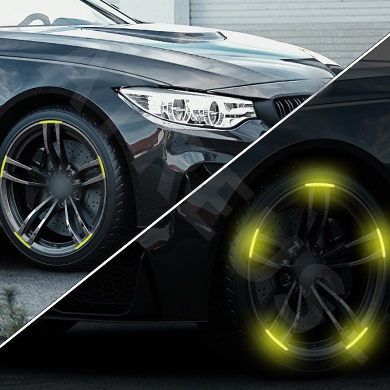 Bộ 20 Miếng Dán Viền Bánh Xe Hơi / Xe Máy Phản Quang Cảnh Báo An Toàn