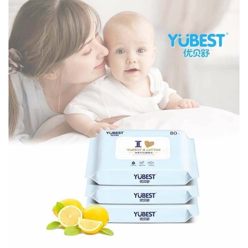 Khăn Ướt Kháng Khuẩn Không Mùi YUBEST Bịch To Dày 550g 80 Tờ Có Nắp Đậy