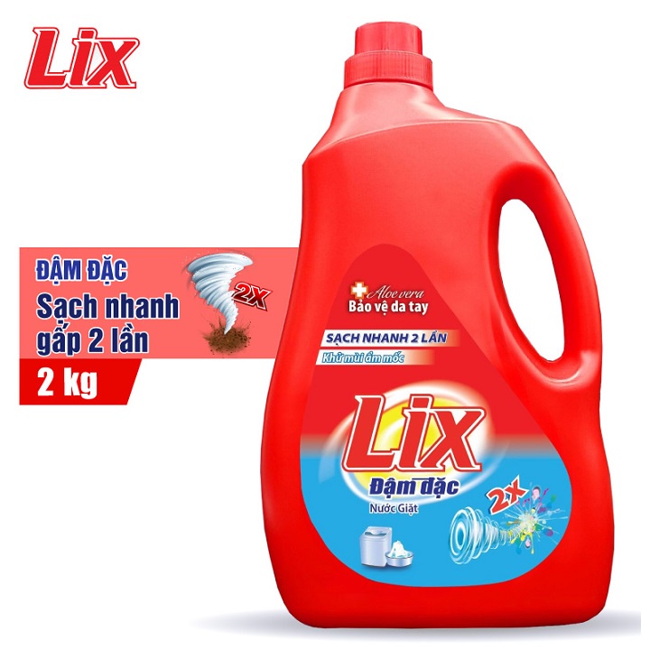 COMBO Nước giặt Lix đậm đặc hương hoa 2Kg + Nước rửa chén Lix siêu sạch hương chanh 1.4Kg (COMBO 5)