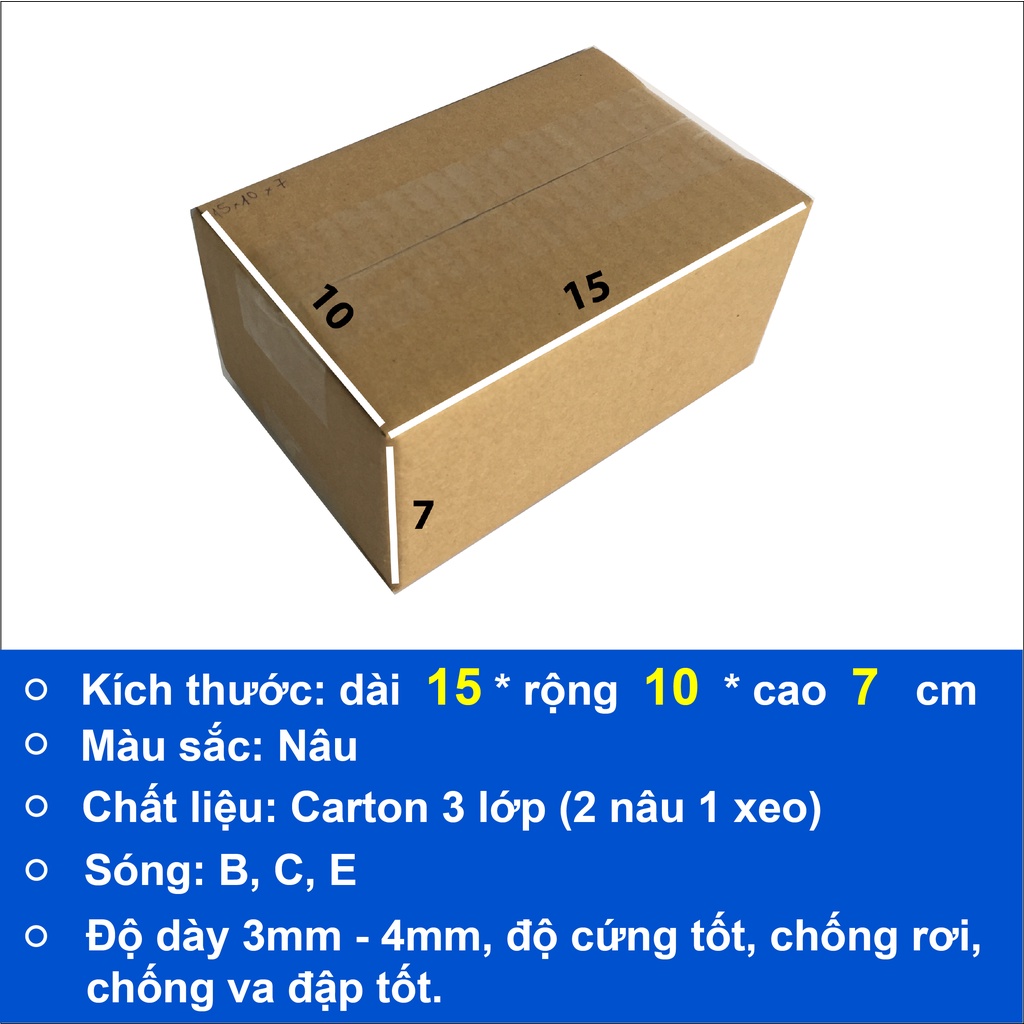 Hộp carton gói hàng 15x10x7 bộ 100