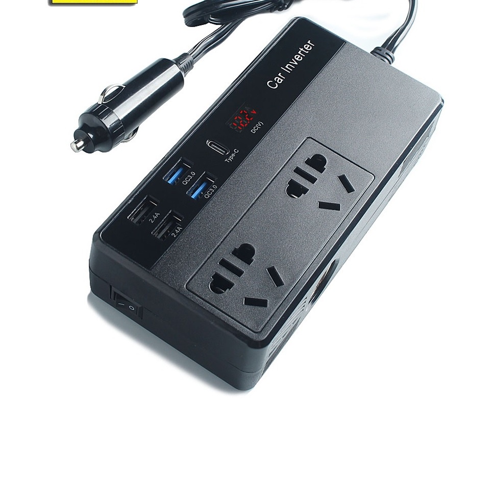 Bộ Chuyển Đổi Nguồn Điện M2012: DC 12V Sang AC 110V/220V 200W  Hỗ Trợ Cổng Type-C