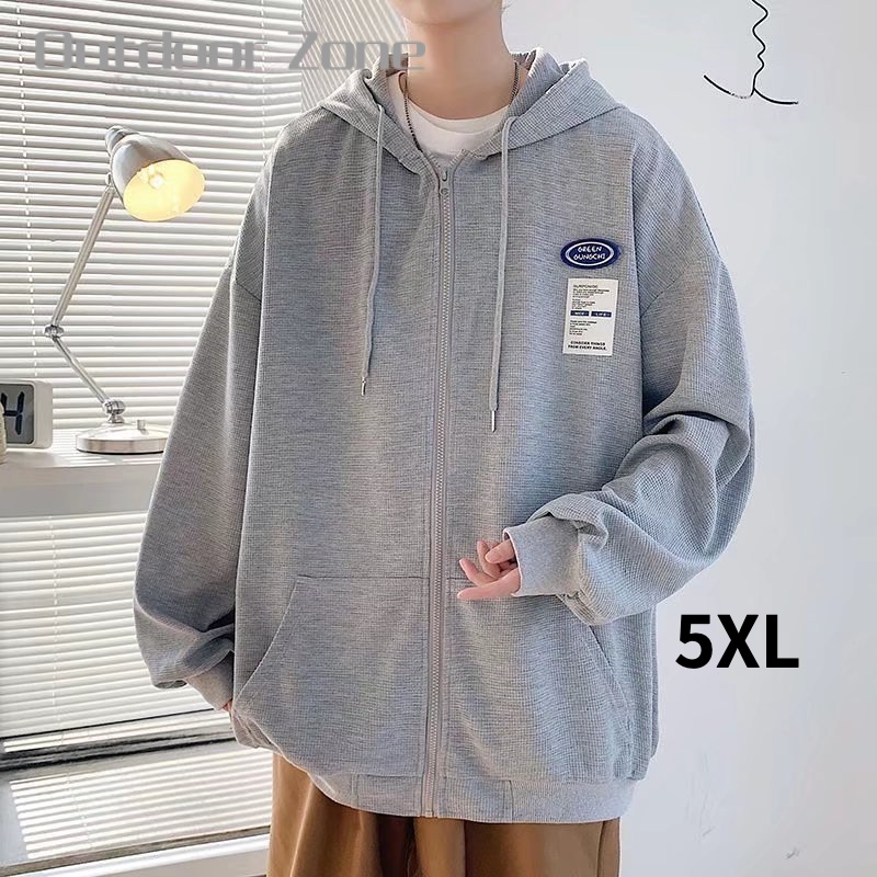 Áo Khoác hoodie Dáng Rộng Phối Khóa Kéo Phong Cách Hiphop Đường Phố Cho Nam