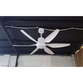 Quạt Trần 6 Cánh Trắng ABS Động Cơ 5 Cấp Độ Tặng Kèm Móc Cao Su Treo Quạt  Có Đèn LED, Có Điều Từ Xa [Bảo Hành 5 Năm]