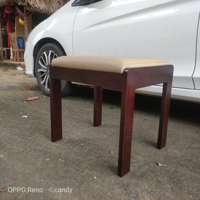 Ghế đôn gỗ sồi bàn trang điểm- màu nâu đen 50 x 40 x 46 cm