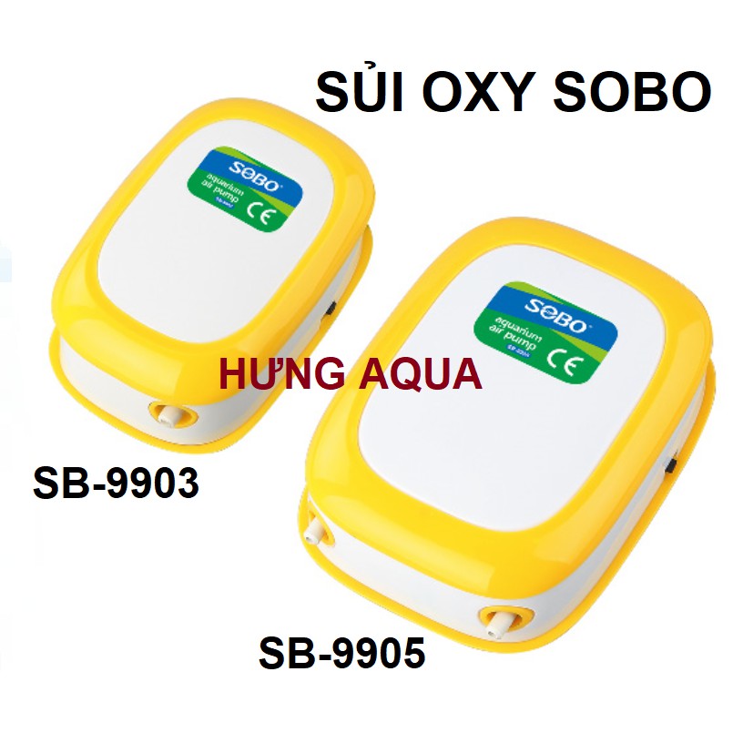 Máy sủi oxy bể cá SOBO SB-9903 1 vòi, SB-9905 2 vòi chọn combo kèm dây sủi, quả sủi và van chỉnh (chính hãng)