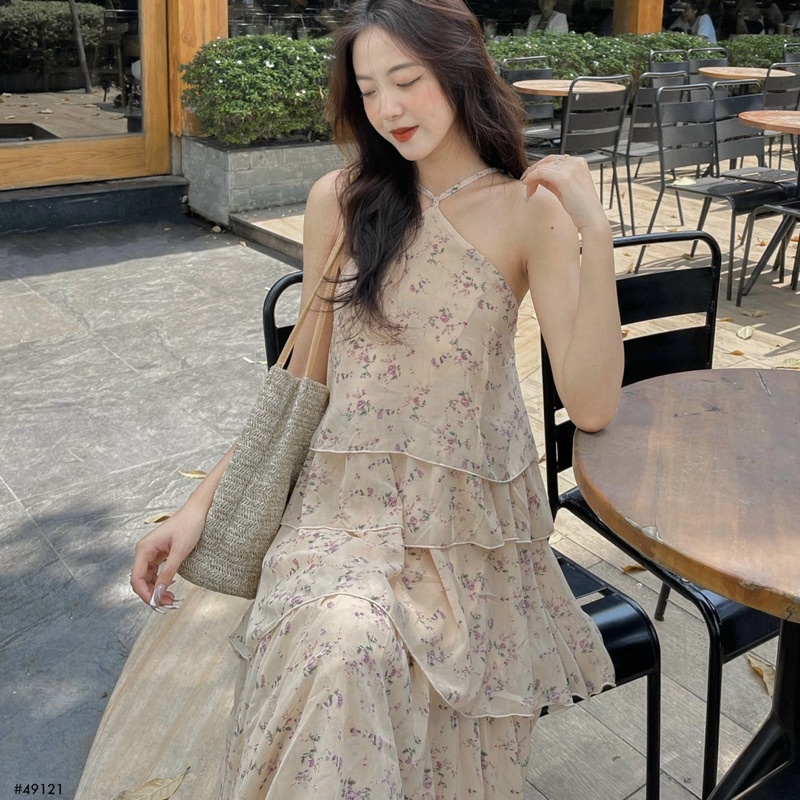 Đầm Hoa Cổ Yếm Nhiều Tầng(49119)