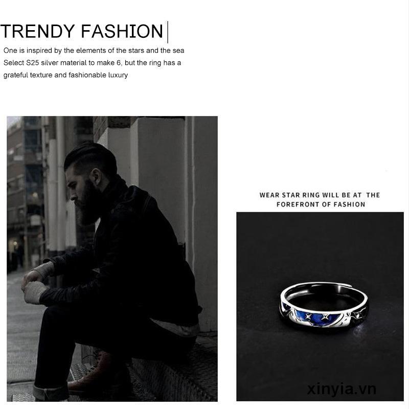 Nhẫn Cao Su Dạng Mở Hình Ngôi Sao Thời Trang Tươi Mới Cho Nam