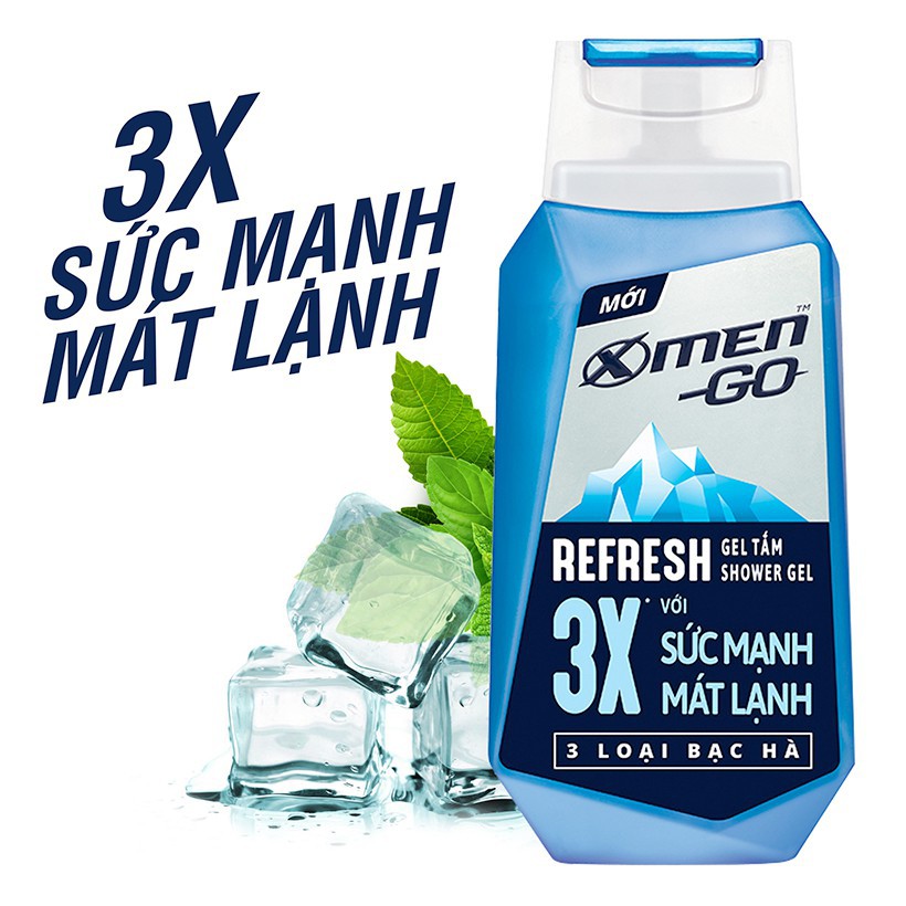 GIÁ SỐC -   Sữa tắm X-Men Go REFRESH 3 Loại Bạc Hà 370G - Chính Hãng