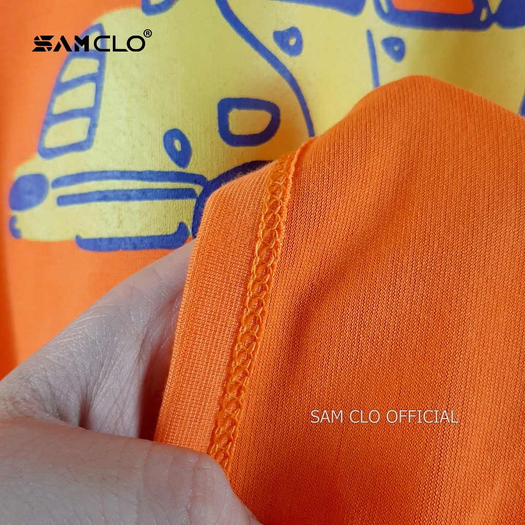 Áo phông tay lỡ nữ SAM CLO freesize thun form rộng dáng Unisex - mặc cặp, nhóm, lớp in DRIVE XE HƠI VÀNG