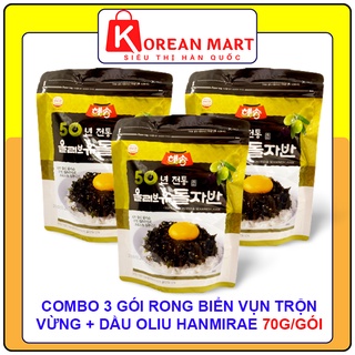 Combo 3 gói rong biển trộn vừng + dầu oliu Hanmirae Hàn quốc 70g/gói