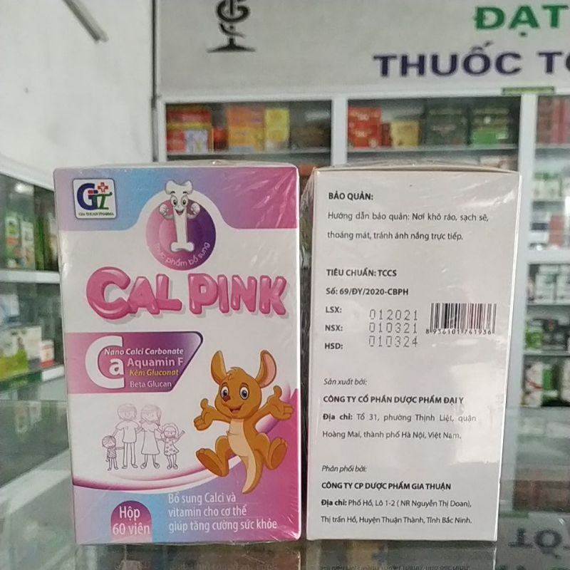 Combo 2hộp Viên Canxi nhai Cal Pink  hàm lượng cao cho trẻ và người lớn -bổ sung vitamin tăng đề khán.g