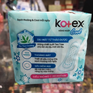 Băng vệ sinh Kotex Cool hằng ngày - siêu mỏng 20 miếng