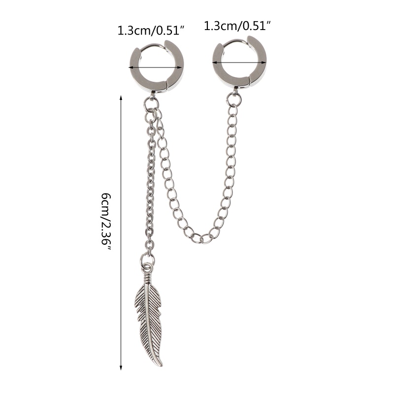 Bông Tai Dáng Dài Mặt Lông Vũ Bằng Titan Thời Trang