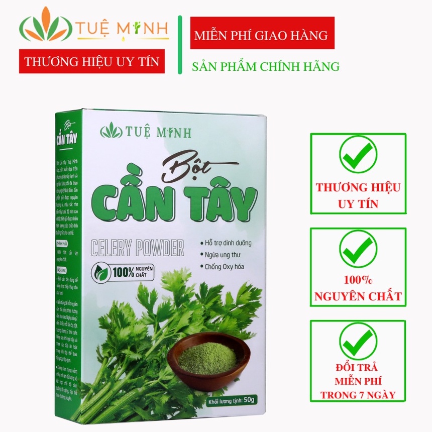 Bột Cần Tây Sấy Lạnh Nguyên Chất Cao Cấp Tuệ Minh, Bột Cần Tây Giảm Cân Loại Mỡ Thừa, Detox, Làm Đẹp Da (hộp 50 gram)