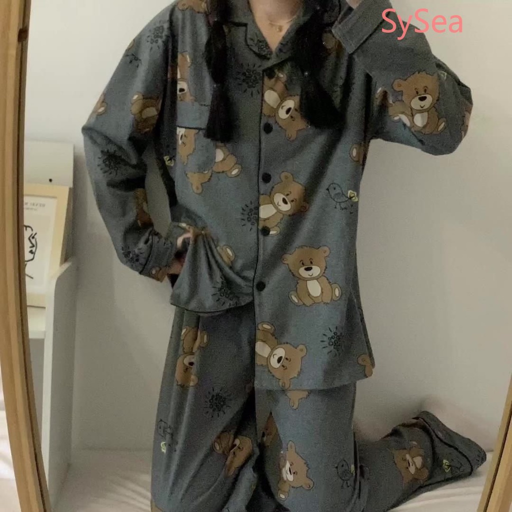 Bộ Đồ Ngủ Họa Tiết Gấu Và Dâu Tây Đáng Yêu Cho Nữ Kiểu Hàn Quốc