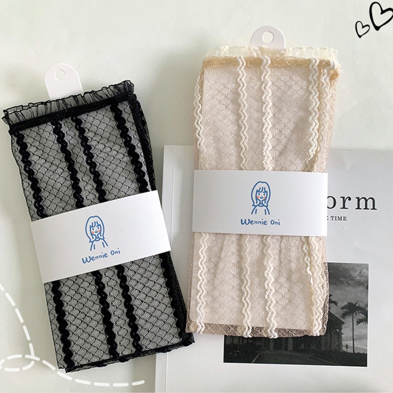 Xixi Tất Chân Phối Ren Mỏng Họa Tiết Kẻ Sọc Phong Cách Lolita Nhật Bản Cho Nữ