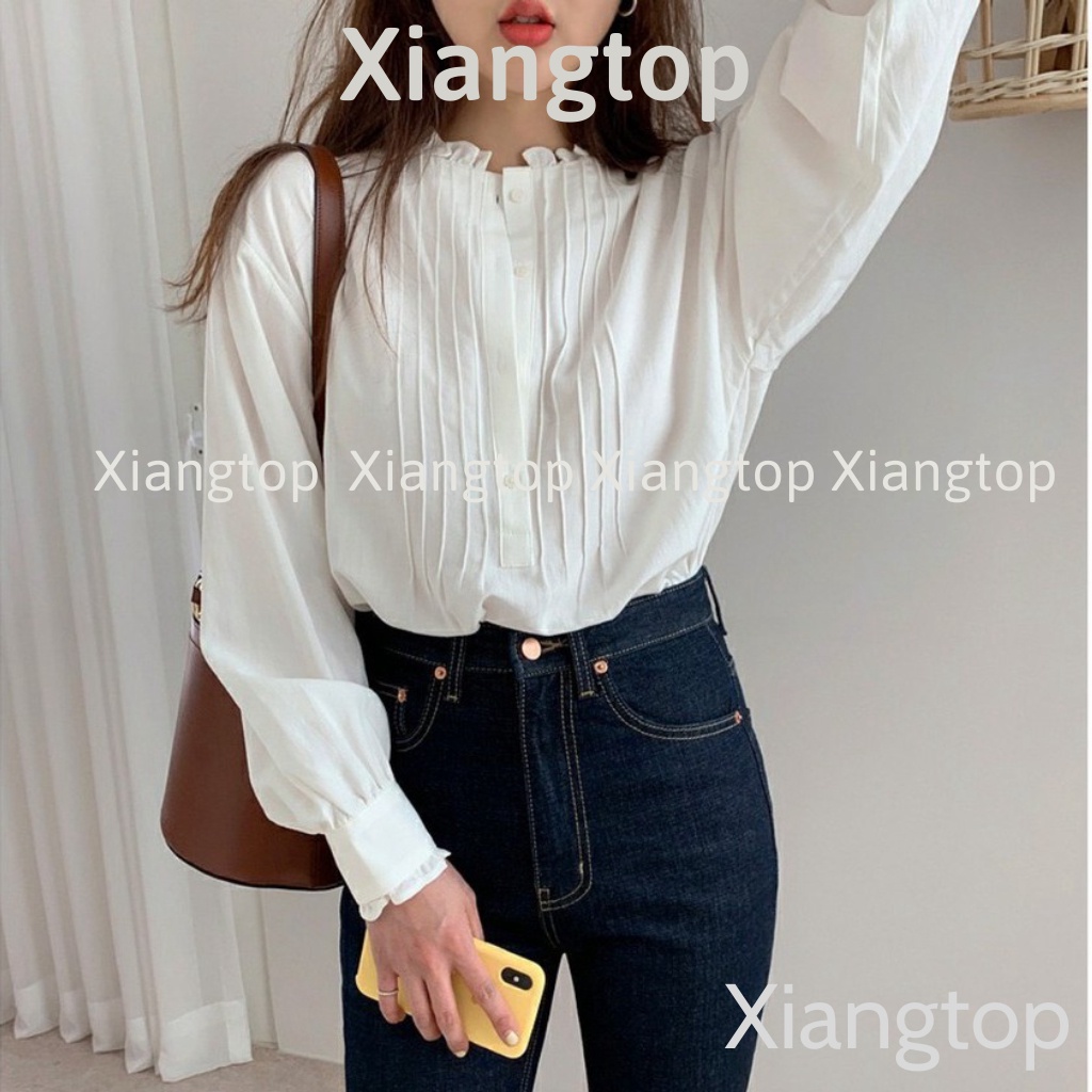 Áo babydoll tiểu thư A261 cổ bè ly dọc quảng châu Thời trang Xmin LOẠI 1