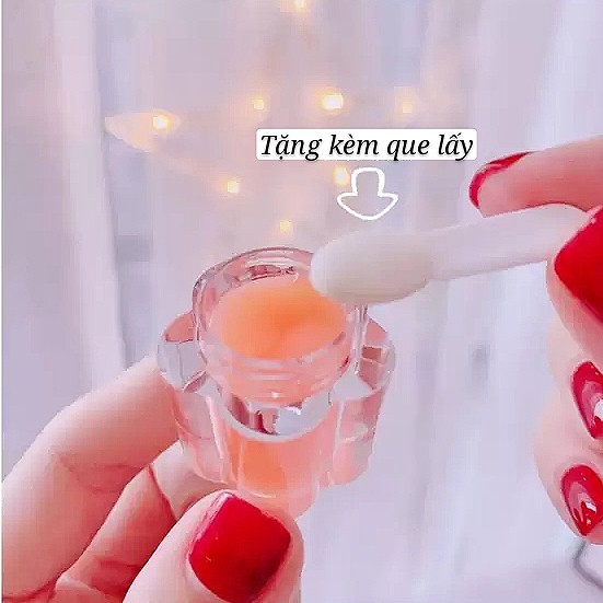 Son dưỡng kiêm mặt nạ môi HANBOLI lá vàng hương đào mềm môi hồng môi HANB01