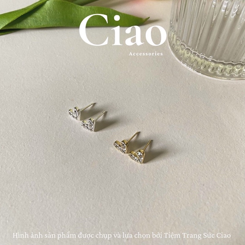 [HOẢ TỐC 1H] Khuyên tai/ Bông tai mạ bạc S925 thiết kế hình tim đáng yêu Heart Bae Ciao