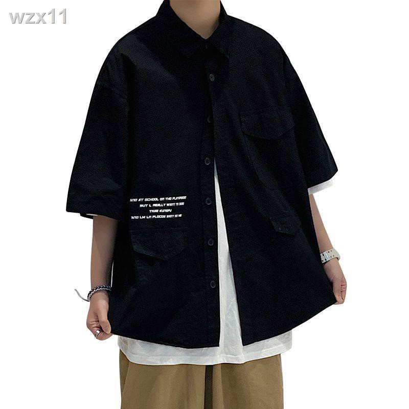 áo sơ mi công cụ mới 2021, xu hướng nam, đẹp trai phóng khoáng, nam ngắn tay, khoác hờ phong cách Hàn Quốc mùa hè