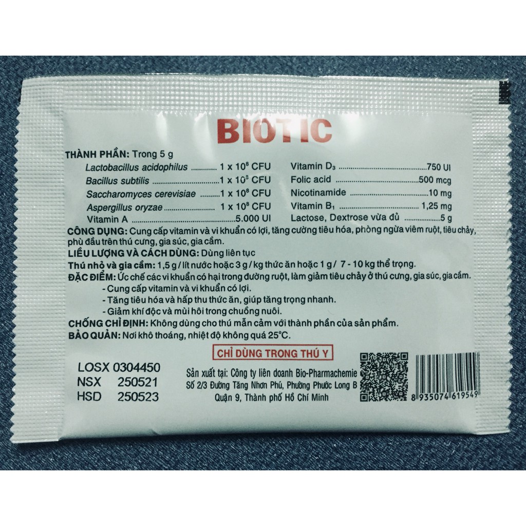 Men tiêu hóa vi sinh BIOTIC cho chó mèo -  [Gói lẻ 5g] - Hỗ trợ cho đường tiêu hóa chó mèo