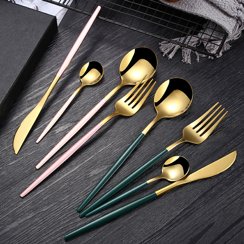 Bộ đồ ăn Dao kéo bằng thép không gỉ 304, dao để bàn, muỗng, nĩa, đũa, muỗng cà phê, năm lựa chọn