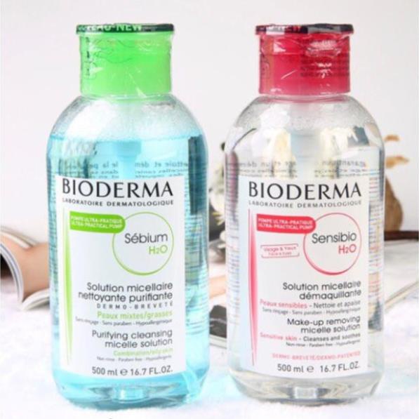 Nước tẩy trang Bioderma Créaline H2O 500ml dành cho da dầu mụn nhạy cảm hỗn hợp thiên dầu Queen Beauty - ntt_biodema