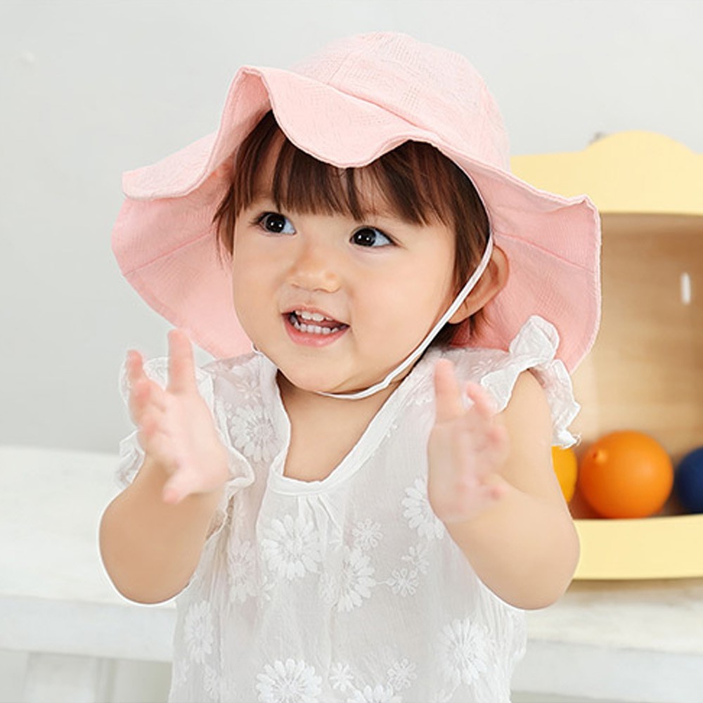 Nón Tai Bèo Vải Cotton Chống Tia Uv Đính Nơ Nhiều Màu Có Thể Gấp Gọn Cho Bé Gái