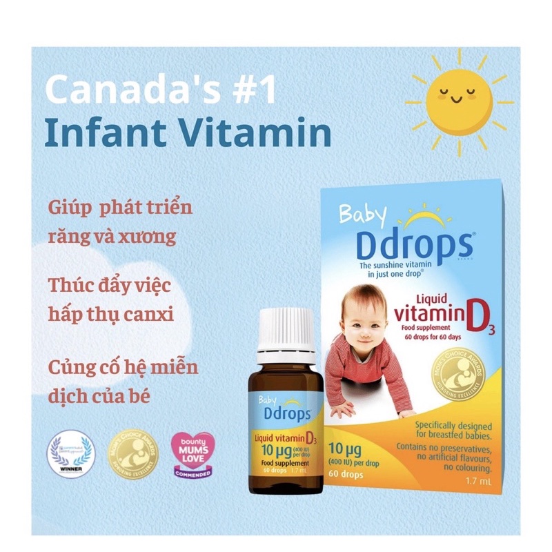 Vitamin D3 Drops 60 giọt hàng UK
